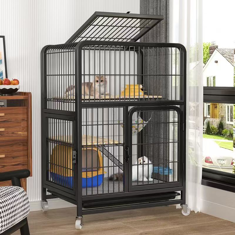 กรงแมวท่อสี่เหลี่ยมโครงเหล็กแข็งแรงออกแบบกว้างขวางทนทานพร้อมถาดที่ถอดออกได้