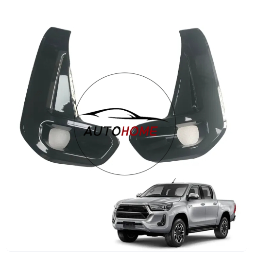 ฝาครอบไฟตัดหมอกไฟตัดหมอกไฟตัดหมอกฝาครอบกันชนชุดฝาครอบโคมไฟสําหรับ TOYOTA HILUX REVO 2021 - 2025 ก แล