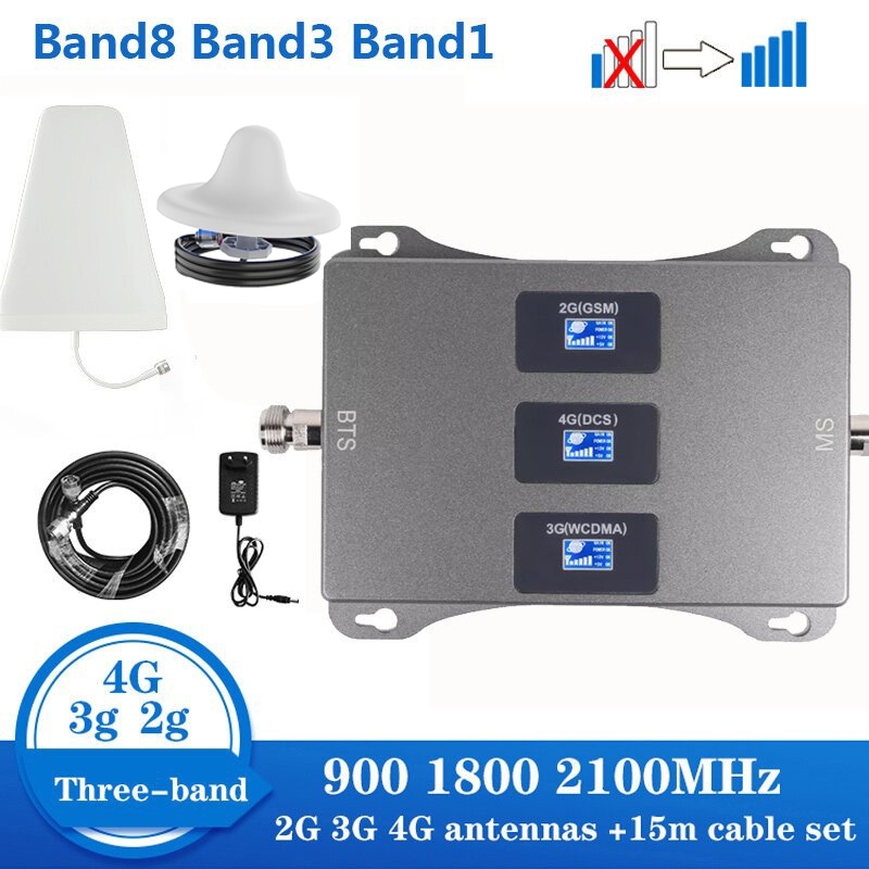 4G+5G เครื่องขยายสัญญาณมือถือ Tri-band 900Mhz 2100Mhz 2600Mhz Mobile Signal Booster Repeater เพิ่มสั