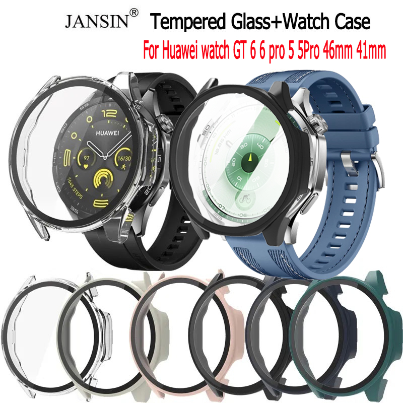 เคส เคสนาฬิกา สําหรับ huawei watch gt6 6Pro เคส + ฟิลม์กระจกในตัว case สําหรับ Huawei Watch GT5 pro GT4 นาฬิกาอัฉริยะ เคสกระจกนิรภัย