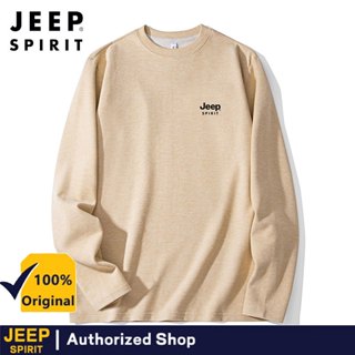 JEEP SPIRIT เสื้อยืดแขนยาวผู้ชายฤดูใบไม้ร่วงขนสัตว์และผ้าไหม…