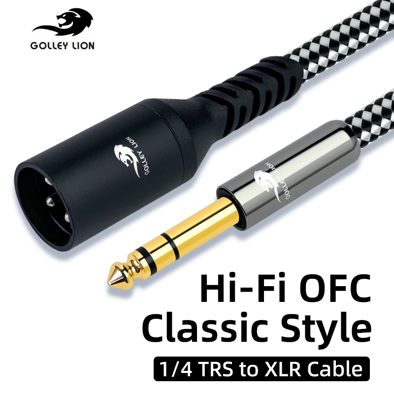 GOLLEY LION Monoprice XLR Male to 1/4 นิ้ว TRS Male Cable - ชุบทอง, Fidelity สูงและกําจัดเสียงรบกวนใ