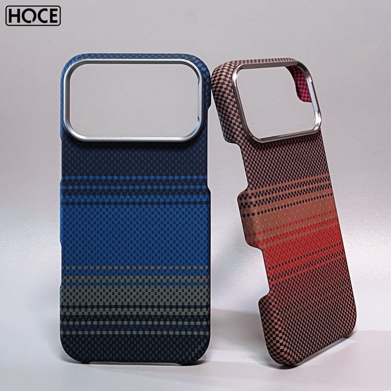 HOCE หรูหราคาร์บอนไฟเบอร์รูปแบบตารางเคสโทรศัพท์สําหรับ IPhone 17 16 15 14 Pro Max 13 Hard ขนาดใหญ่ฝาครอบกรณี