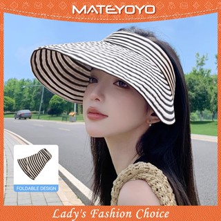 MATEYOYO แฟชั่นหมวกกันแดดพับได้แบบพกพาที่ว่างเปล่าด้านบนปีกข…
