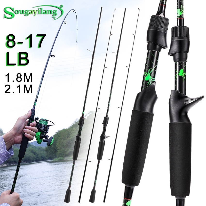 คันเบ็ด Sougayilang Carbon 2 ท่อน คันเบ็ดสปิน/คาสท์ จับยาง EVA ลากได้ 5kg น้ำจืด