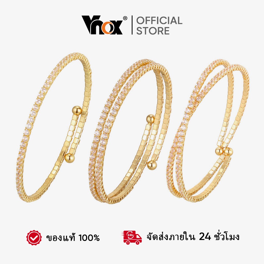 Vnox หญิงสาวเรขาคณิตแยกZircon Cubic Double-Layerเปิดกําไลข้อมือสร้อยข้อมือเงากันน้ําไม่ซีดจางส่งแฟนของขวัญวันเกิดเครื่อง