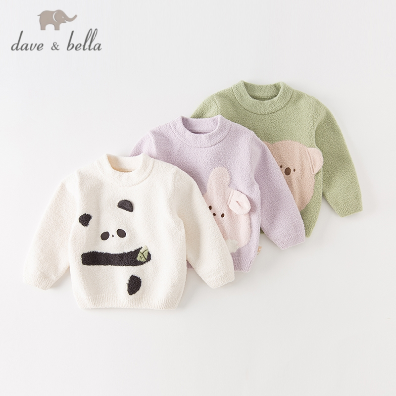 Dave Bella 9M-9Y สเวตเตอร์เด็ก ผ้านิ่ม ฤดูใบไม้ร่วงและฤดูหนาว เสื้อไหมพรม สไตล์หวานน่ารัก DB4237947