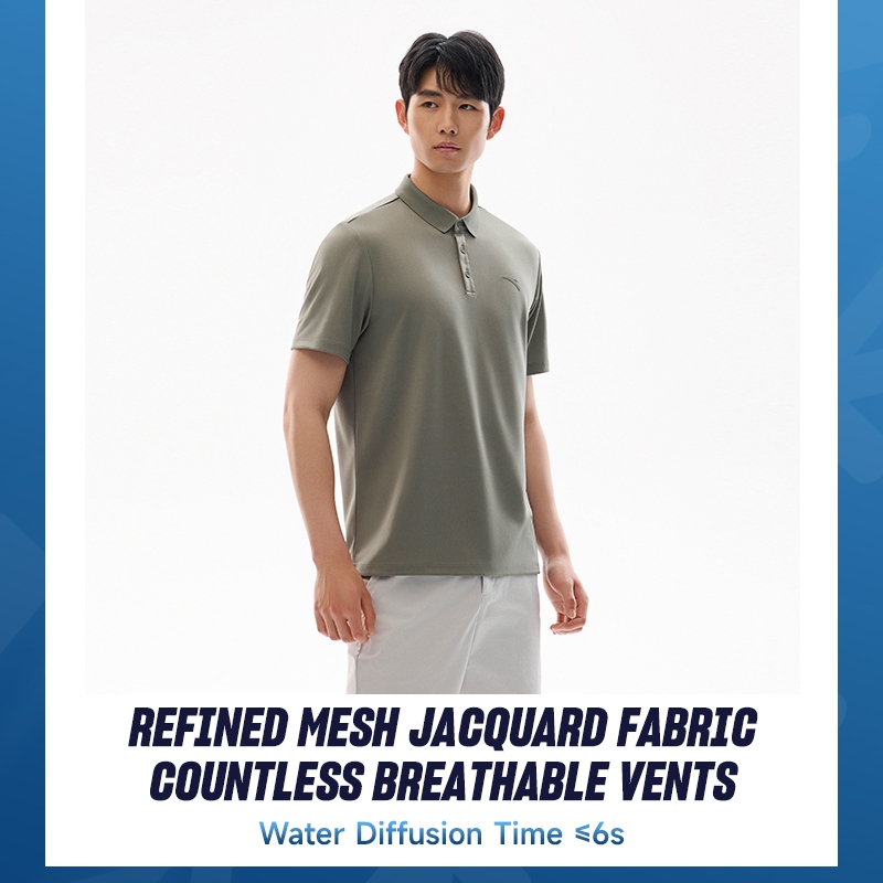 ANTA เสื้อโปโลผู้ชายแขนสั้นแห้งเร็วธุรกิจเสื้อยืดแขนสั้นลําลอง 952527135 - รูปที่ 2