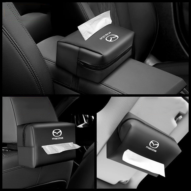 รถที่นั่งกลับผู้ถือกระดาษทิชชูรถกล่อง Sun Visor แขวนกล่องกระดาษทิชชูสําหรับ MAZDA CX-3 CX-4 CX-5 Atenza Axela BT-50 Mazda 2 Mazda 6