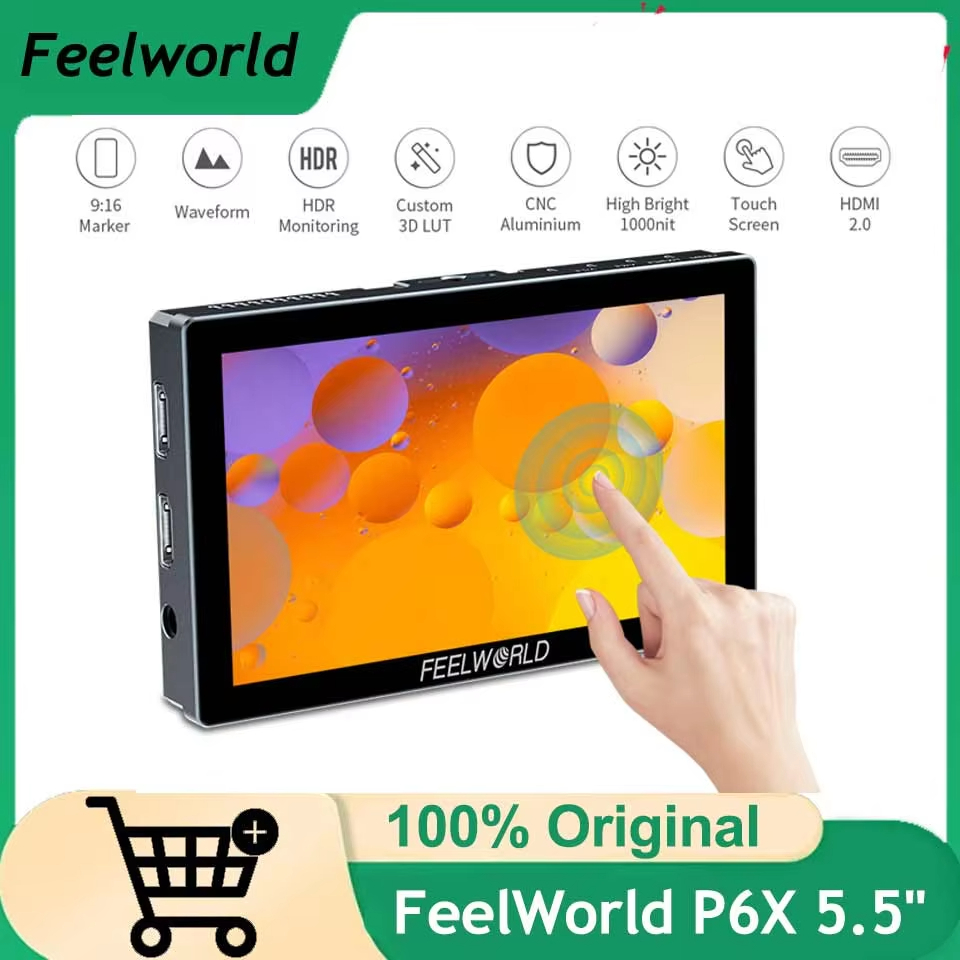 FeelWorld P6X 5.5" กล้อง Field Monitor 3D LUT HDR แผง IPS TouchScreen จอแสดงผล 4K HDMI-ใช้งานร่วมกับ