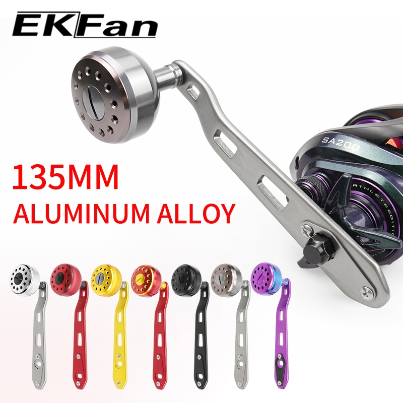 EKFan 135 มม.อลูมิเนียม Baitcasting ตกปลา Reel Handle fit shimano daiwa abu 8*5/7*4 มม. 38 มม.ซีกโลกรูปร่างลูกบิด big เกม Reel Handle DIY อุปกรณ์เสริม