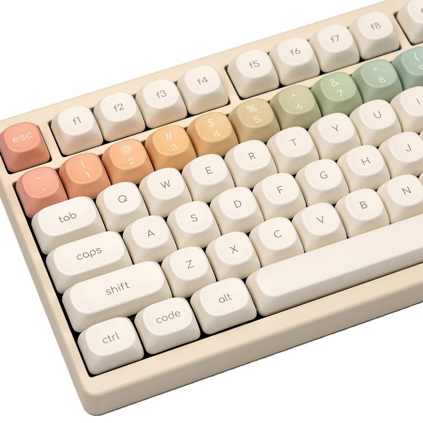 Womier 124 คีย์ Rainbow Candy Dye-Sublimation MOA โปรไฟล์ PBT Custom Keycaps ชุดสําหรับ MX Switches คีย์บอร์ดเกมกล