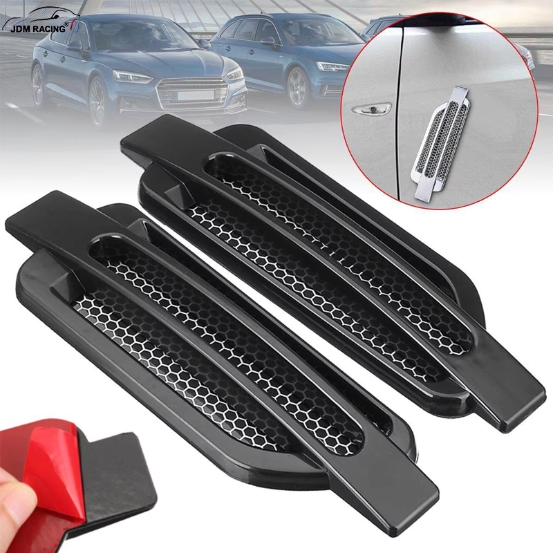 ชิ้นรถด้านข้างบังโคลนช่องระบายอากาศสติกเกอร์ Air Flow สปอยเลอร์แข่งรถไอดีกระจังตัดโครเมี่ยมอุปกรณ์ตกแต่งรถยนต์