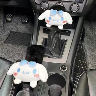 sanrio hello kitty kuromi melody ชุดเกียร์เบรกมือ แขนตุ๊กตาการ์ตูน แบบแมนนวล แฟชั่นฤดูหนาว สําหรับรถยนต์ ชุดฝาครอบหัวเกียร์เบรกมือ ผ้ากํามะหยี่ขนนิ่ม สําหรับตกแต่งภายในรถยนต์