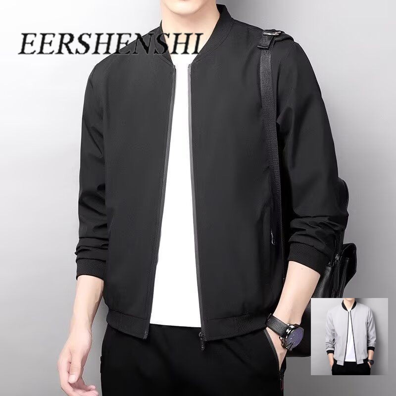EERSHENSHHI เสื้อแจ็คเก็ตผู้ชายธุรกิจ Casual Stand Collar เสื้อเชิ้ตผู้ชาย
