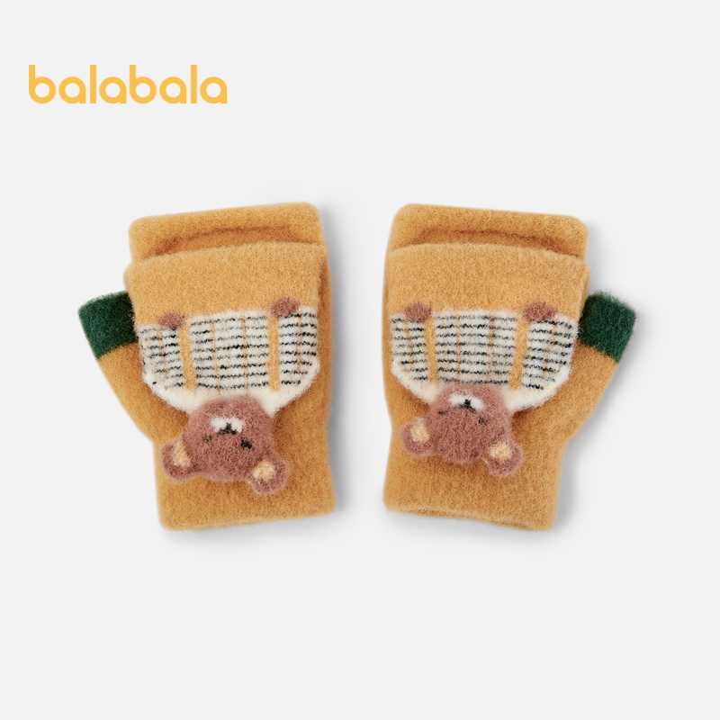 ถุงมือเด็กครึ่งนิ้วแบบการ์ตูน สำหรับทั้งชายและหญิง อบอุ่นและสบายในฤดูหนาว