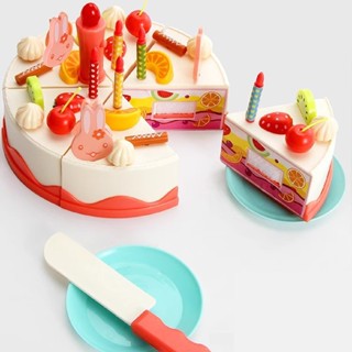 เด็กแกล้งเล่นชุดครัวพร้อมของเล่นเค้กตัดได้-การศึกษา ทําเอง ต…