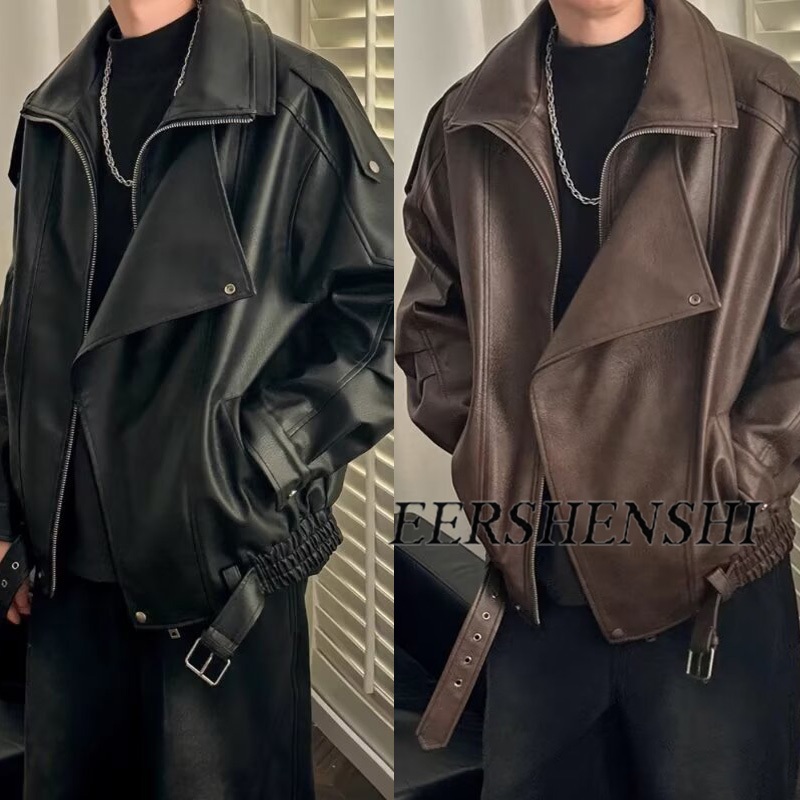 เสื้อแจ็คเก็ตหนังสั้นขนาดใหญ่สำหรับผู้หญิง สไตล์รถจักรยานยนต์ trendsetter