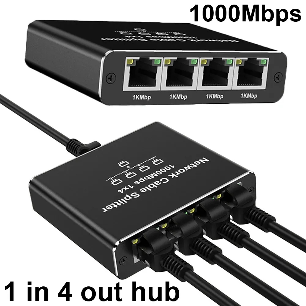 1 ถึง 4 Gigabit Ethernet Splitter 1000Mbps RJ45 LAN Internet Splitter สําหรับคอมพิวเตอร์/ฮับ/สวิตช์/