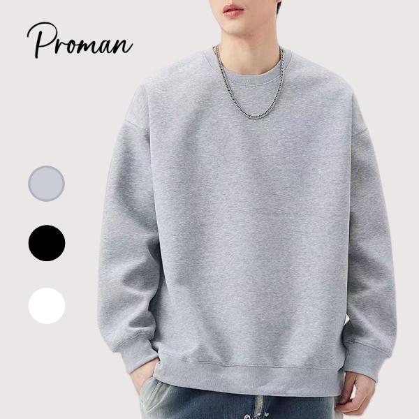 ⚡PROMAN⚡เสื้อฮู้ดสีเดียวสำหรับผู้ชาย  เรียบง่าย  แขนยาวแบบคลาสสิกที่เข้ากับทุกสิ่ง  ผู้ชายและผู้หญิงสามารถสวมใส่ได้  oversize
