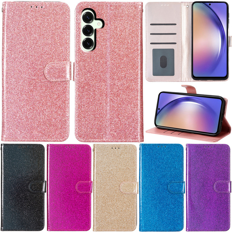 SAMSUNG หรูหราสําหรับSamsung Galaxy A25 5G A24 A05S A13 A12 A53 A73 A33 A23 A52 A72 A52s A22 5G A32 4G A05 Retro Glitterกระเป๋าสตางค์หนังช่องใส่การ์ดพลิกผิวกรณี