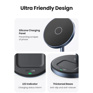 Ugreen แท่นชาร์จไร้สายแม่เหล็ก 20W Max Power 2-in-1 แท่นชาร์จสําหรับ iPhone 16 Pro Max 14 Pro Max/iPhone 13/AirPods Fast Charger