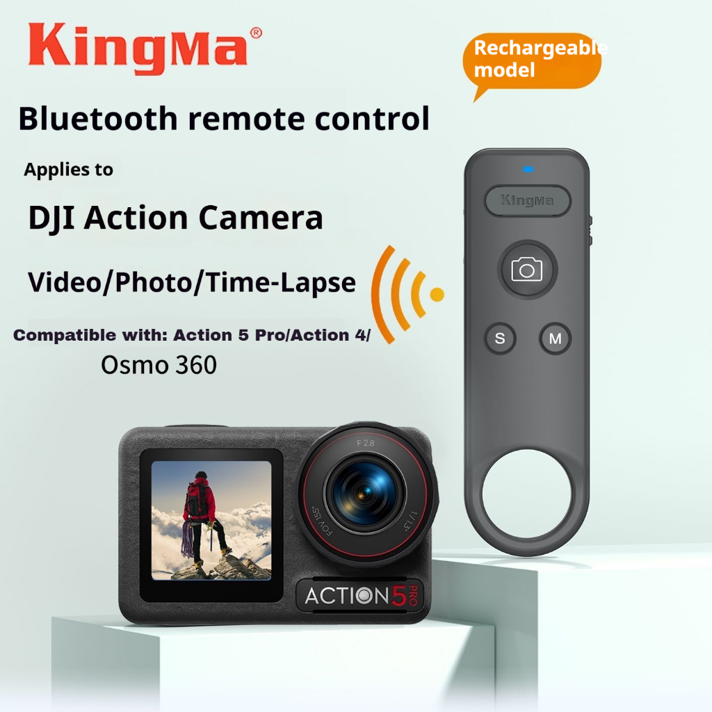 Kingma รีโมทคอนโทรลบลูทูธสําหรับ Insta360 X5 X4 X3 Ace Pro 2/DJI Osmo 360 Action 3 4 5 Pro/GoPro 13 12 การถ่ายภาพชัตเตอร์ปุ่ม Release Controller