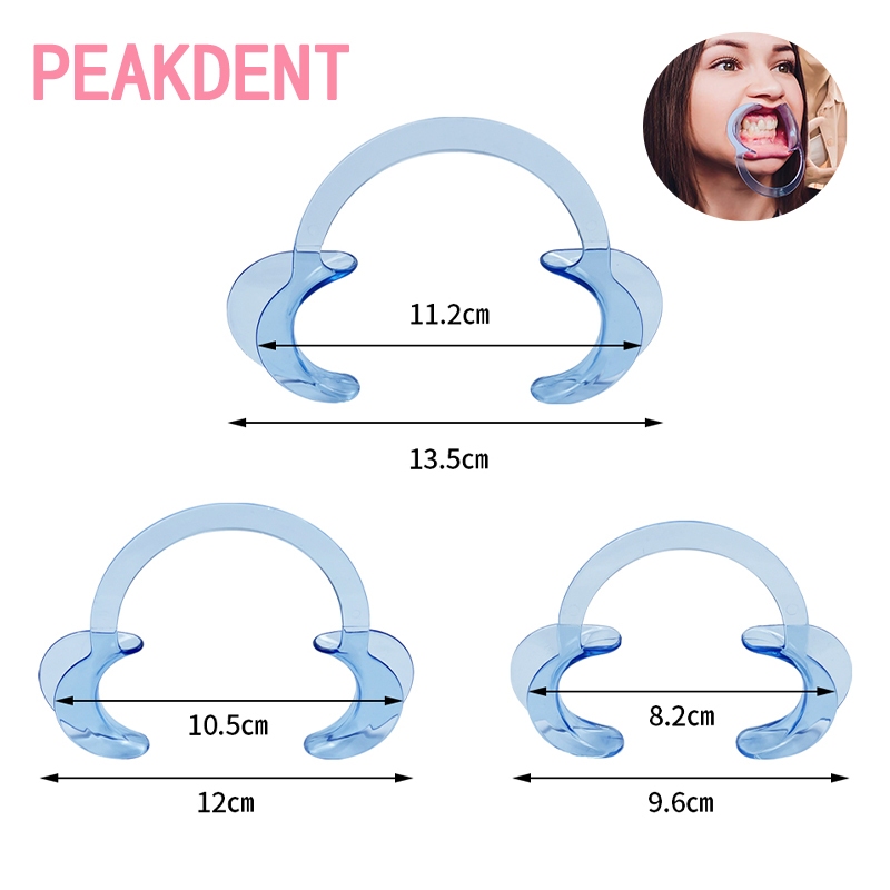3 ชิ้น/เซ็ตทันตกรรม C-shape Cheek Retractor Lip Mouth Opener โปร่งใส/น้ําเงิน