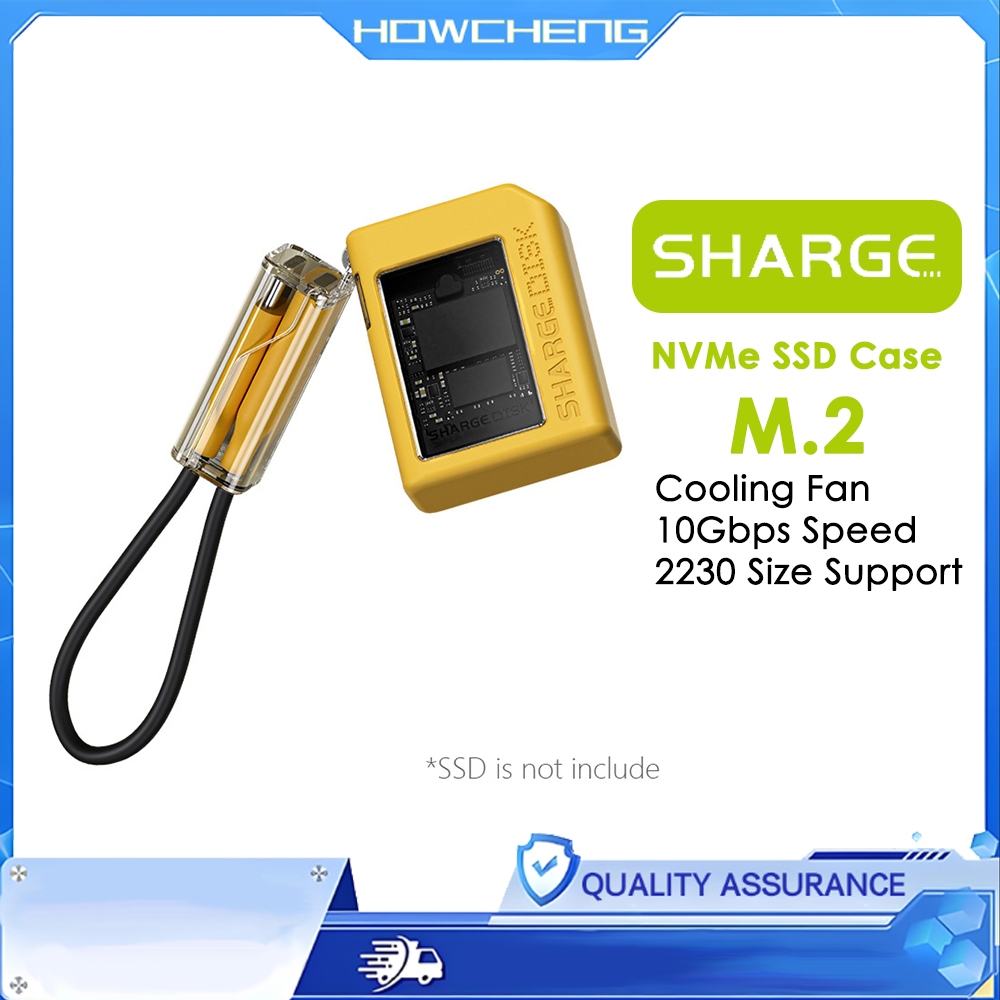 Sharge Disk M.2 NVMe SSD Enclosure Active Cooling System, 10Gbps USB-C 3.2 Gen2 สําหรับ 2230 M-Key N