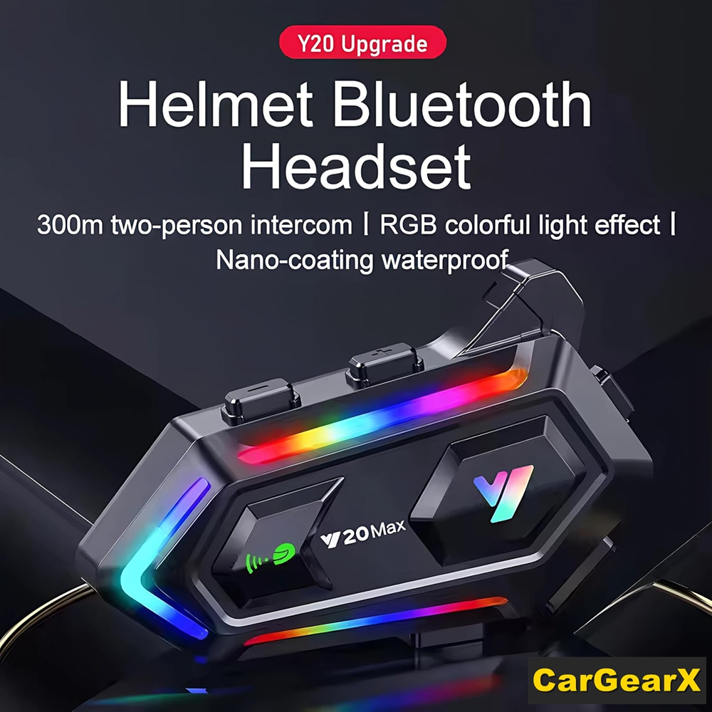 Y20 MAX ลําโพงหมวกกันน็อคมอเตอร์ไซค์, หมวกกันน็อคมอเตอร์ไซค์กันน้ําระบบสื่อสารอินเตอร์คอมชุดหูฟังบลู