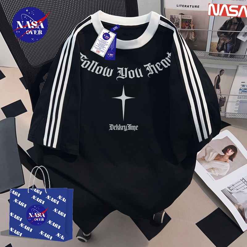 【พร้อมส่ง】🔥NASA ยูนิเซ็กส์ ผ้าฝ้ายแท้100% สามแถบ แขนสั้น เสื้อ ฤดูร้อน เท่คูล 😎 ลาย สตรีท วินเทจ หลวม เสื้อYG463