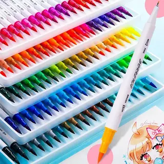 ปากกาสีน้ำสองหัว 24/36/48/60/80/100/120สี ปากกาเมจิก ปากกาสี มาร์กเกอร์ ชุดสีน้ำ สองหัว ล้างทําความสะอาดได้