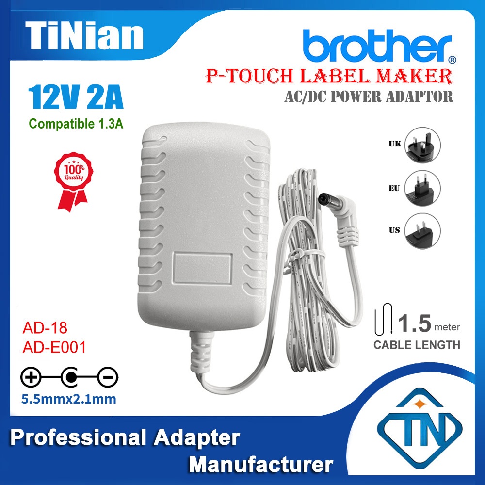 12V 2A 1.3A อะแดปเตอร์ AC/DC AD-18 AD-E001A AD-E001 สําหรับ Brother PT-D410 PT-D610BT P-Touch Label 