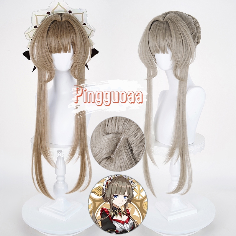 【Manmei】Genshin Impact Sandrone Cosplay Wig 75cm Long Warm Brown Heat-Resistant Synthetic Hair