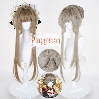 【Manmei】Genshin Impact Sandrone Cosplay Wig 75cm Long Warm Brown Heat-Resistant Synthetic Hair