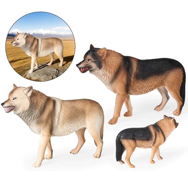 Solid grassland Xizang หมาป่าสีเทาจําลองสัตว์รุ่นเด็กวิทยาศาสตร์การศึกษาของเล่นรูป props เครื่องประด