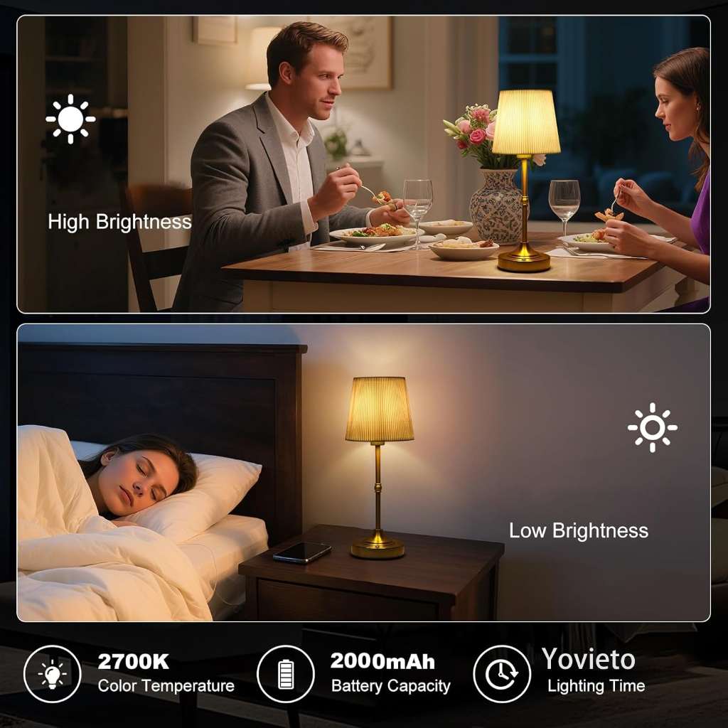 โคมไฟตั้งโต๊ะผ้าชาร์จสัมผัสลดแสงห้องนอนข้างเตียงโคมไฟตั้งโต๊ะไฟกลางคืนแสง - รูปที่ 2