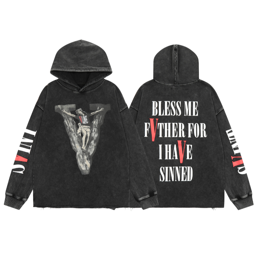 เสื้อกันหนาวมีฮู้ด ลายวินเทจ VLONE สำหรับผู้ชายและผู้หญิง