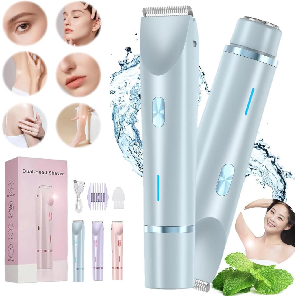 ใหม่ผู้หญิงเครื่องโกนหนวดไฟฟ้าพร้อมจอแสดงผล 2 In 1 บิกินี่ Trimmer IPX7 กันน้ําคู่ใบมีดเซรามิคไม่เจ็บปวดกําจัดขนสําหรับหญิงขาบิกินี่ Underarm 毛器