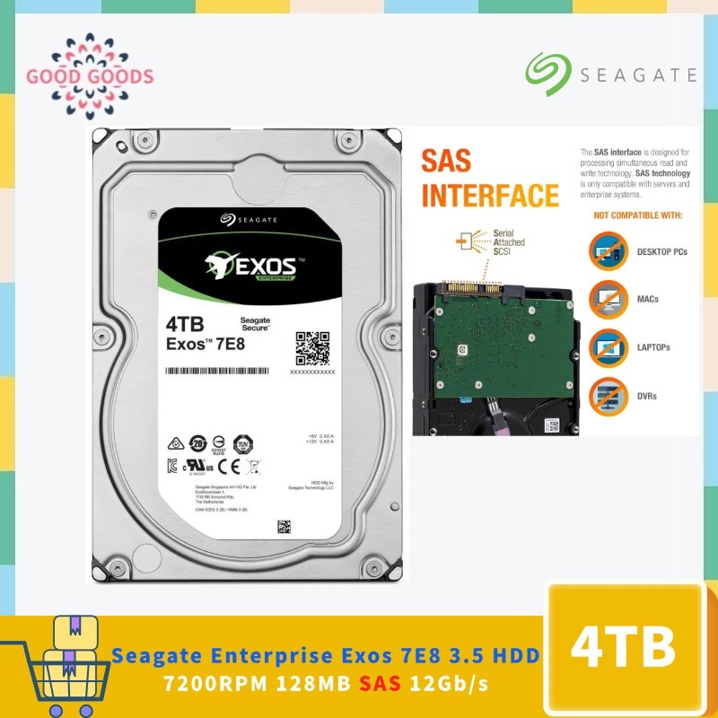 (NOT FOR HOME PC!)H3C/Seagate Enterprise Exos 7E8 4TB ST4000NM0125 3.5 HDD 7200RPM 128MB SAS 12Gb/s 