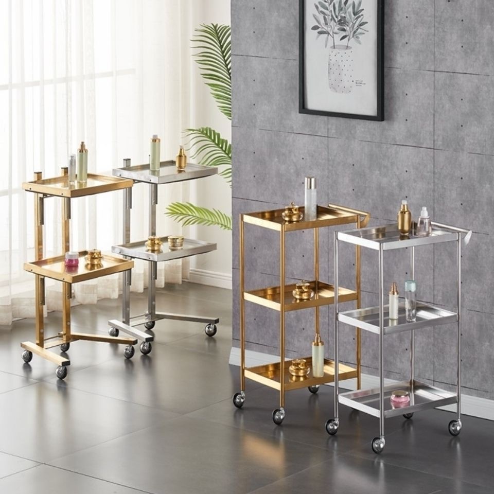 รถเข็นเครื่องมือพับเพื่อความงามและทําผมรถเข็นพับของใช้ในครัวเรือนรถเข็นเก็บของพับสําหรับสินค้าคุณภาพสูงรถเข็นเครื่องมือพับหลายสีน้ําหนักเบ - รูปที่ 6