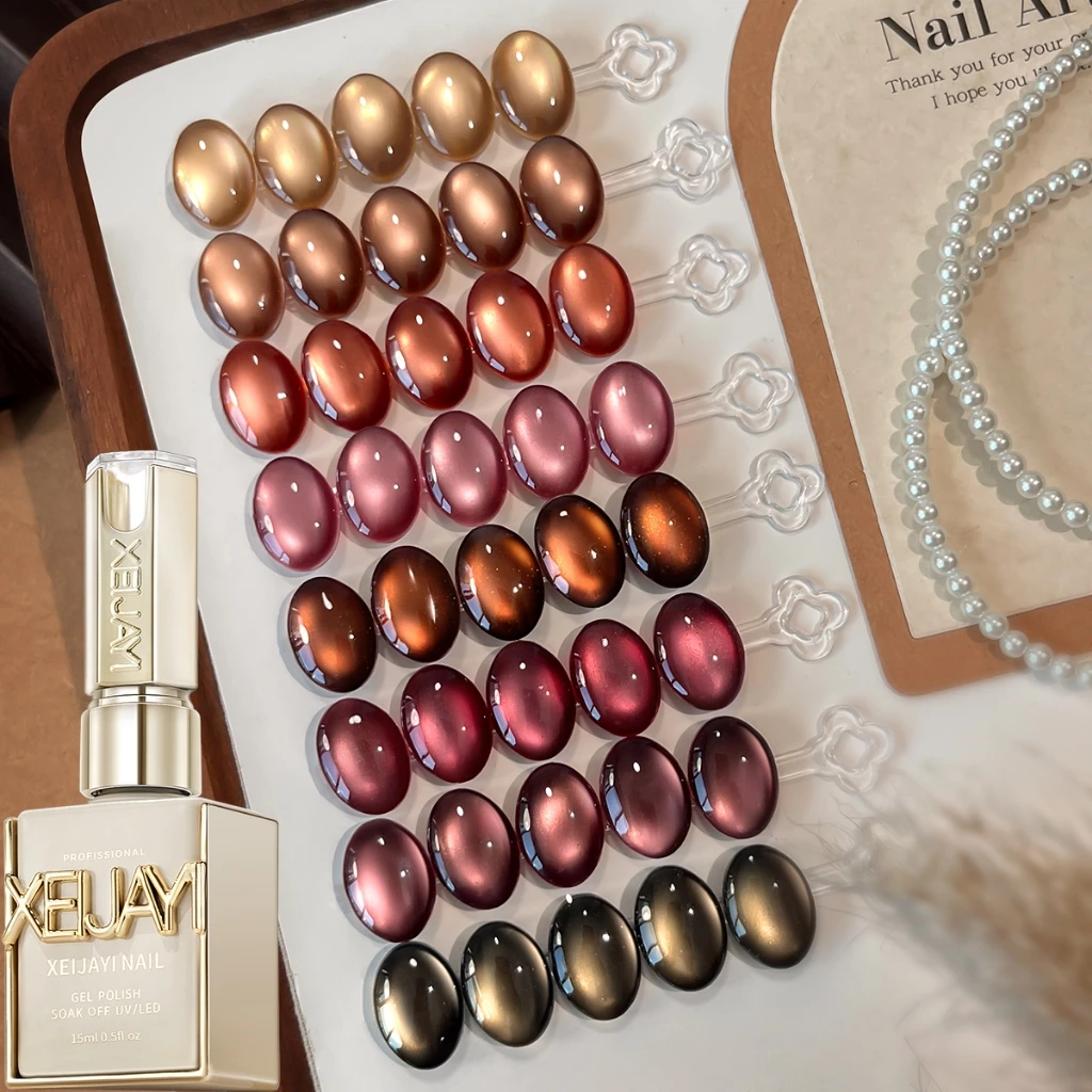 XEIJAYI 15ml สไตล์ใหม่ Super Beautiful Caramel Amber Rose Red Cat Eye Gel ยาทาเล็บเหมาะสําหรับแต่งเล็บและใช้ทุกวัน