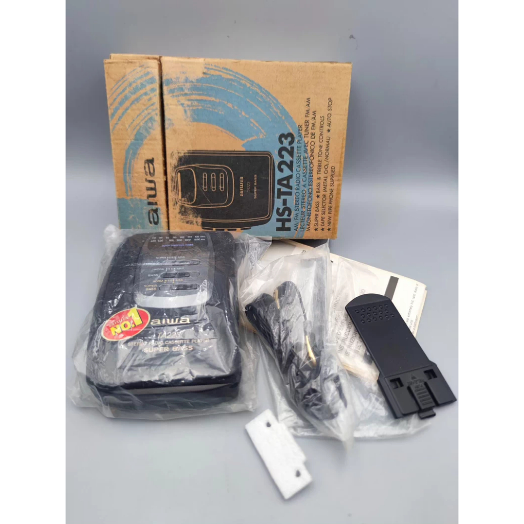 เครื่องเล่นเทปคาสเซ็ต AIWA TA223 - สต็อกเก่าใหม่, EQ 3 แบนด์, เทปโลหะ, ครบชุด