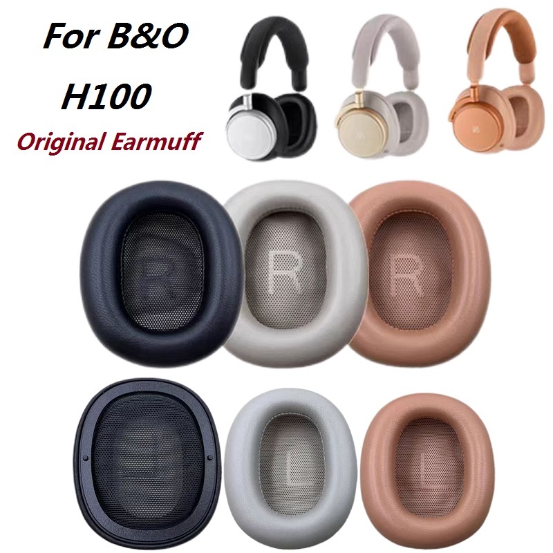 100% Original แผ่นรองหูฟังสําหรับ B&O H100 Bang & Olufsen Beoplay H100 หูฟังหนังแกะแท้หนังอะไหล่แผ่น