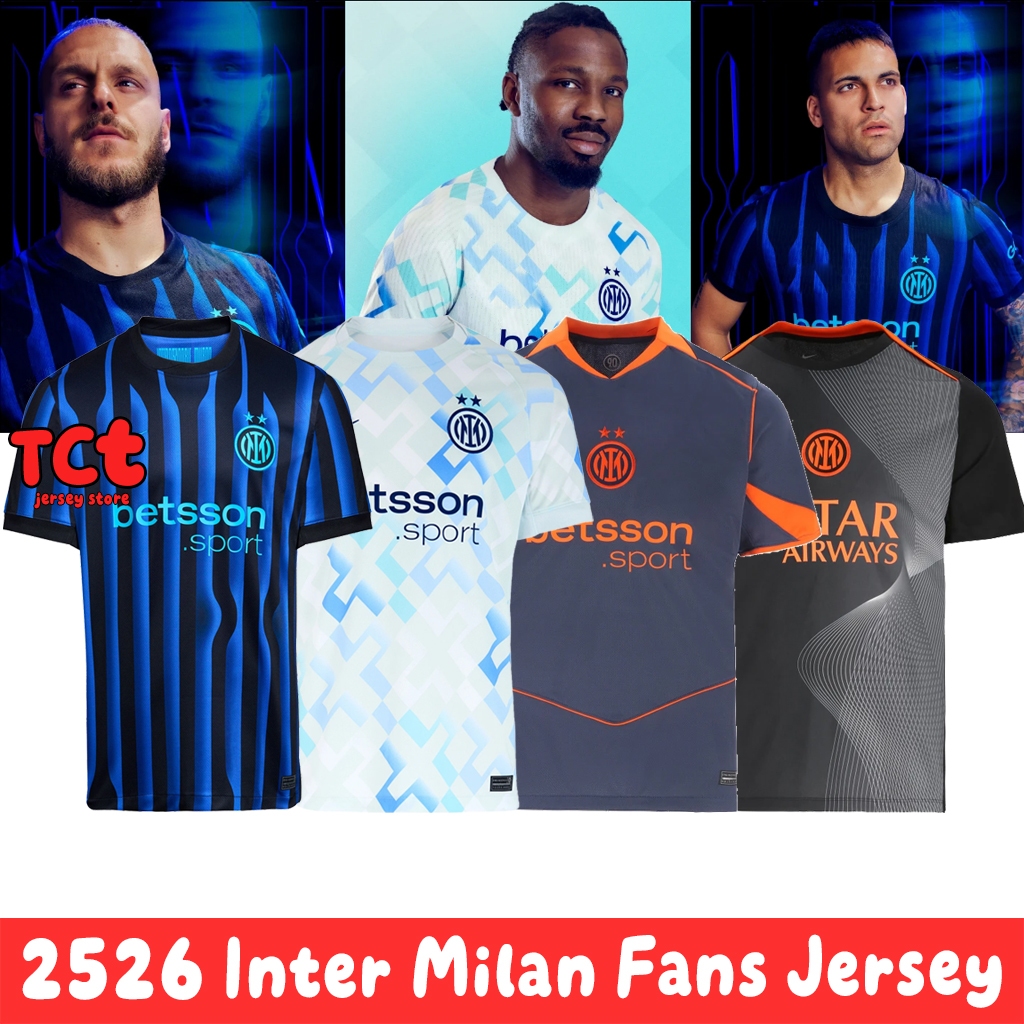 เสื้อฟุตบอลทีม Inter Milan ฤดูกาล 25/26 ขนาด S-4XL เสื้อกีฬาคุณภาพดีสำหรับผู้ชาย