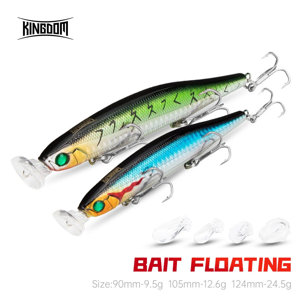 Kingdom Popper Minnow และดินสอตกปลา Lure 90 มม.105 มม.12.4 มม.9.5g 12.6g 24.5g ลอย ABS Lure Hard เหย