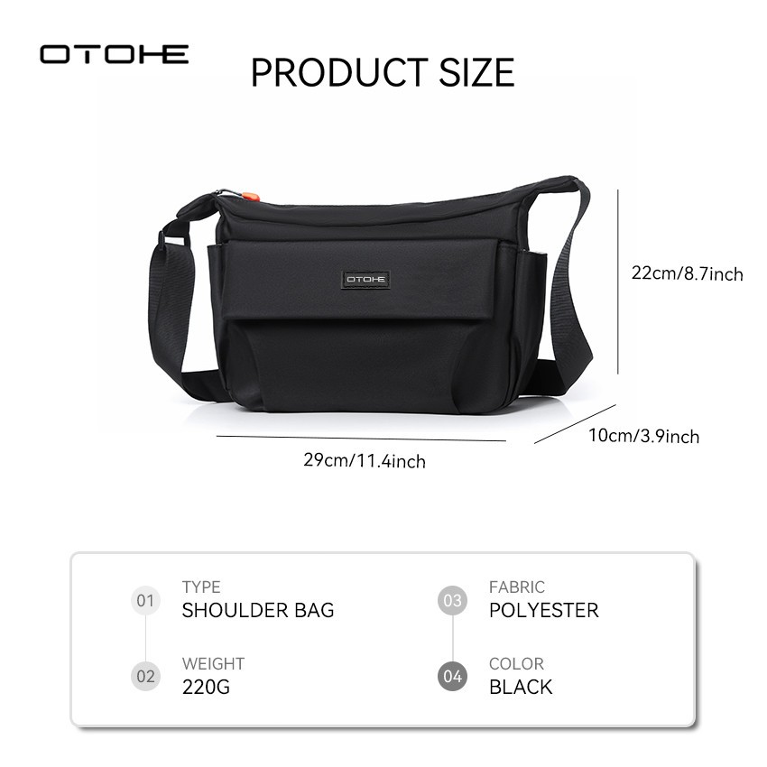 OTOHE แฟชั่นกระเป๋าสะพายไหล่ลําลองความจุขนาดใหญ่สําหรับผู้ชายกระเป๋า ผู้สื่อสาร กันน้ําสําหรับนักศึกษาวิทยาลัย - รูปที่ 6