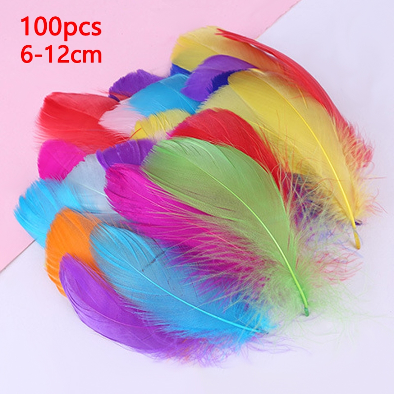 ขนห่านสั้น 100 ชิ้น/แพ็ค สีขาว, สีดำ, สีฟ้า, สีแดง สำหรับงานฝีมือและตกแต่งหมวก