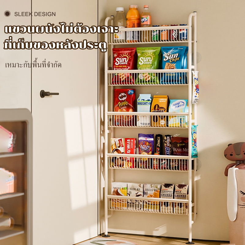 HSY ชั้นวางช่องแคป5ชั้น ชั้นเก็บของหลังประตู ไม่ต้องเจาะรู แข็งแรง ทนทาน ประหยัดพื้นที่ ชั้นอเนกประสงค์สำหรับในครัวหรือห้องน้ำ - รูปที่ 2