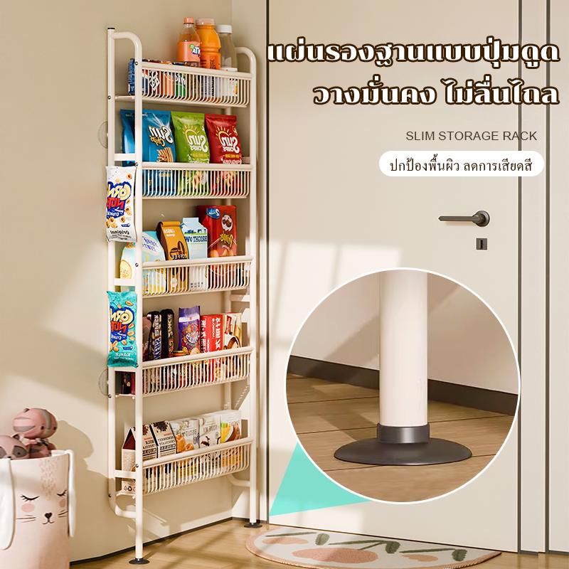 HSY ชั้นวางช่องแคป5ชั้น ชั้นเก็บของหลังประตู ไม่ต้องเจาะรู แข็งแรง ทนทาน ประหยัดพื้นที่ ชั้นอเนกประสงค์สำหรับในครัวหรือห้องน้ำ - รูปที่ 5